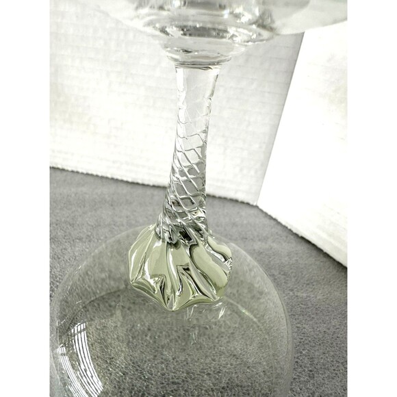 Set of 9 Sasaki CORONATION Lt Green Crystal Twisted Stem Footed Wine Glasses - Picture 4 of 4